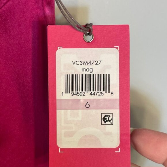 VINCE CAMUTO Satin Cocktail Dress Side Ruched Waist Ruffle Midi NEW NWT 6 - Picture 5 of 10